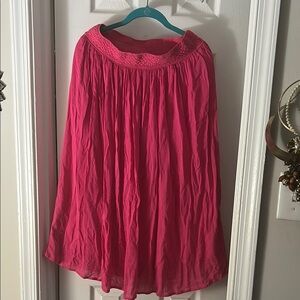 Pink Pleated A-Line Midi Skirt for Casual Wear
